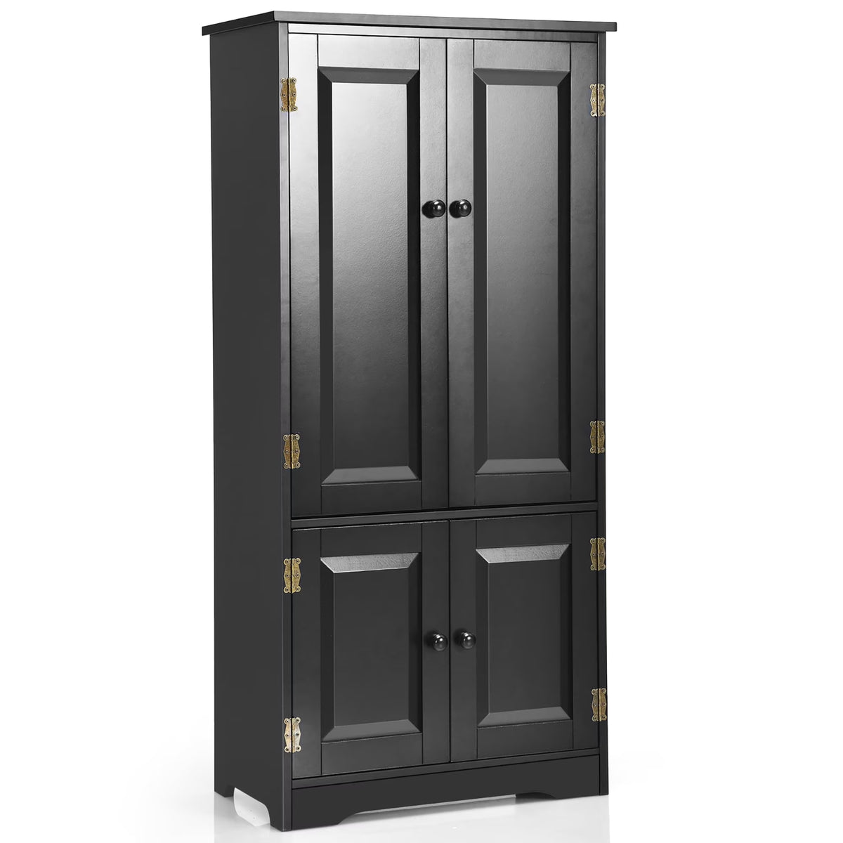 Costway Accent Floor Storage Cabinet W/ Adjustable Shelves Antique 2-Door Cream White