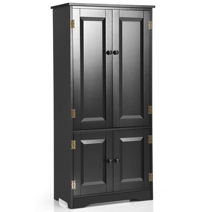 Costway Accent Floor Storage Cabinet W/ Adjustable Shelves Antique 2-Door Cream White