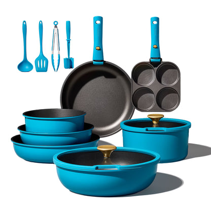 Carote 20 Pcs Nonstick Cookware Sets, Pots and Pans Set with Detachable Handles, Oven Safe, Induction Cookware, Stackable Kitchen Cooking Set, Ultra Violet
