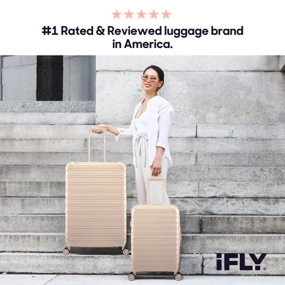 iFLY Hardside Fibertech 3.0 2 Piece Set, 20" Carry-on and 28" Checked Luggage, Gadget Gray