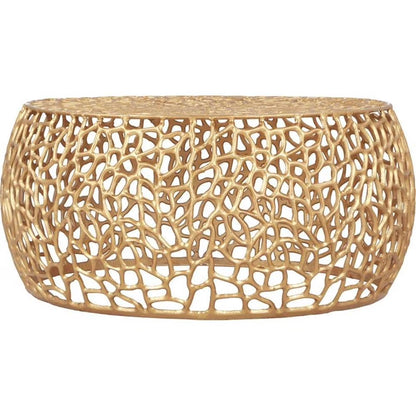 Maklaine Scrollwork Modern Solid Aluminum Coffee Table in Silver
