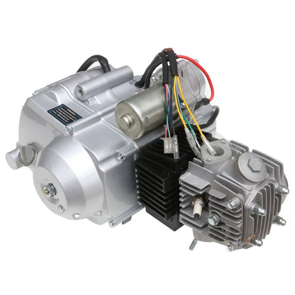 125cc Semi Auto Engine Motor 3 Speed + Reverse Electric Start w/Wiring Harness + Battery+ Exhaust+ Complete Kit for ATV Quad Buggy Go Kart Four Wheelers Taotao Coolster 50cc 70cc 90cc 110cc