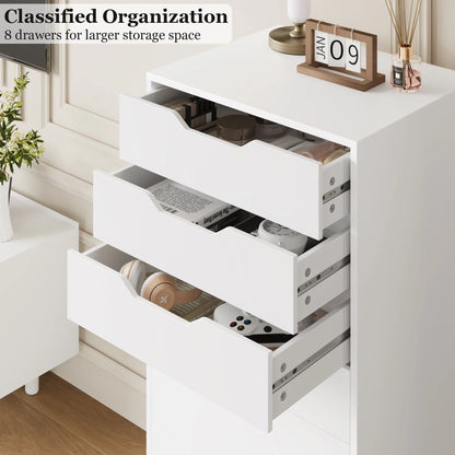 Homfa Vertical 8 Drawer Dresser, 44.5����H Modern Drawers Dresser for Bedroom Living Room, White
