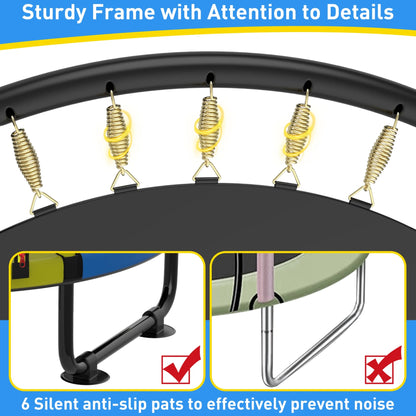 CITYLE Trampoline for Kids 600LBS 60'' 5FT Toddler Trampoline Indoor Outdoor with Basketball Hoop, Swing, Adjustable Bar, Mini Small Trampoline with Enclosure, Gifts for Toddlers, Boys & Girls