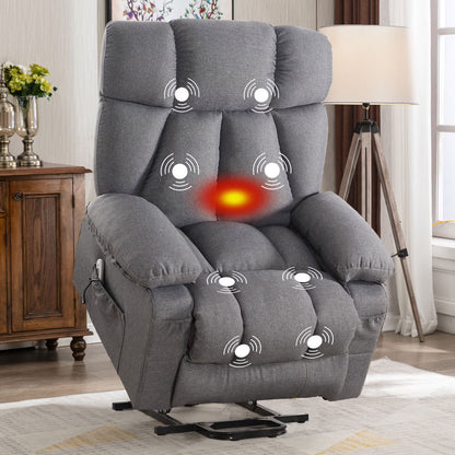 JONPONY Power Lift Recliner Chair Recliners for Elderly with Heat and Massage Recliner Chair for Living Room with Infinite Position and Side Pocket,USB Charge Port,Brown
