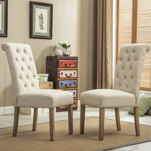 Roundhill Furniture Habit Dining Chair, Set of 2, Tan