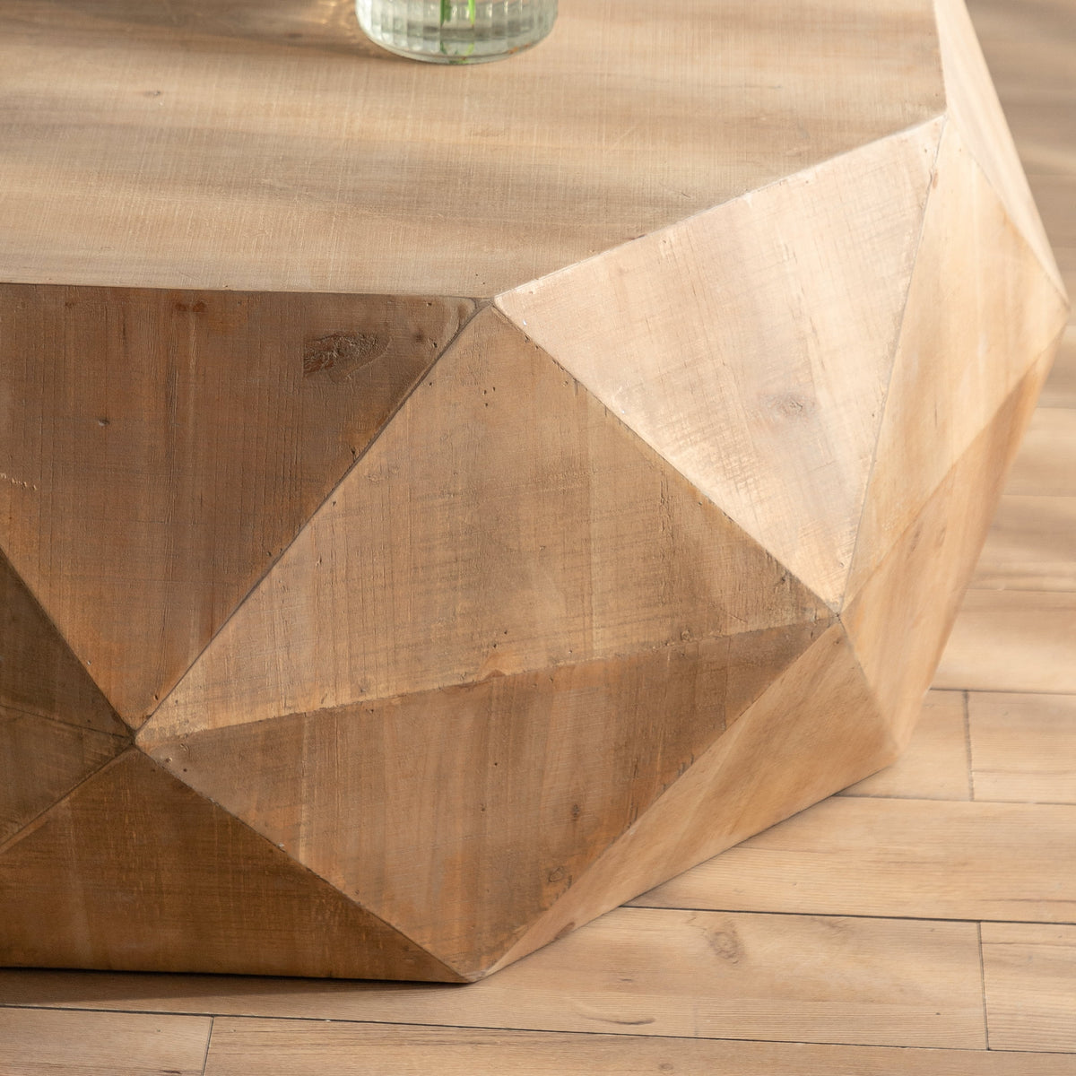 38"Three-dimensional Embossed Pattern Coffee Table, Octagon Coffee table, American Retro Style Coffee Table for Office, Dining Room and Living Room, Nature