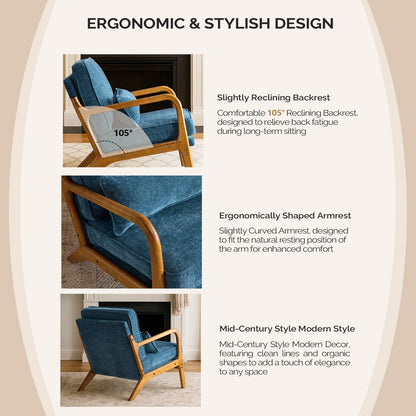 Ktaxon Accent Chair Corduroy Upholstered Armchair, Reading Club Chair with Pillow and Solid Wood Frame for Living Room Bedroom Furniture Off White