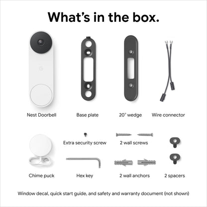 Google Nest Doorbell (Wired, 2nd gen) - Video Doorbell Camera - Doorbell Security Camera - Snow