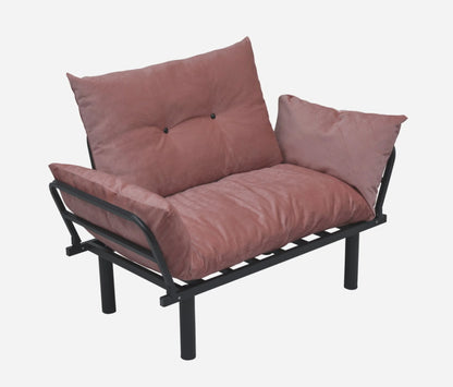 JINS&VICO Futon Love Seats with Adjustable Backrest, 2 Seat Convertible Sofa for Living Room, Small Space, Offices, Dorm, Studio,Sofa Chair(Pink)