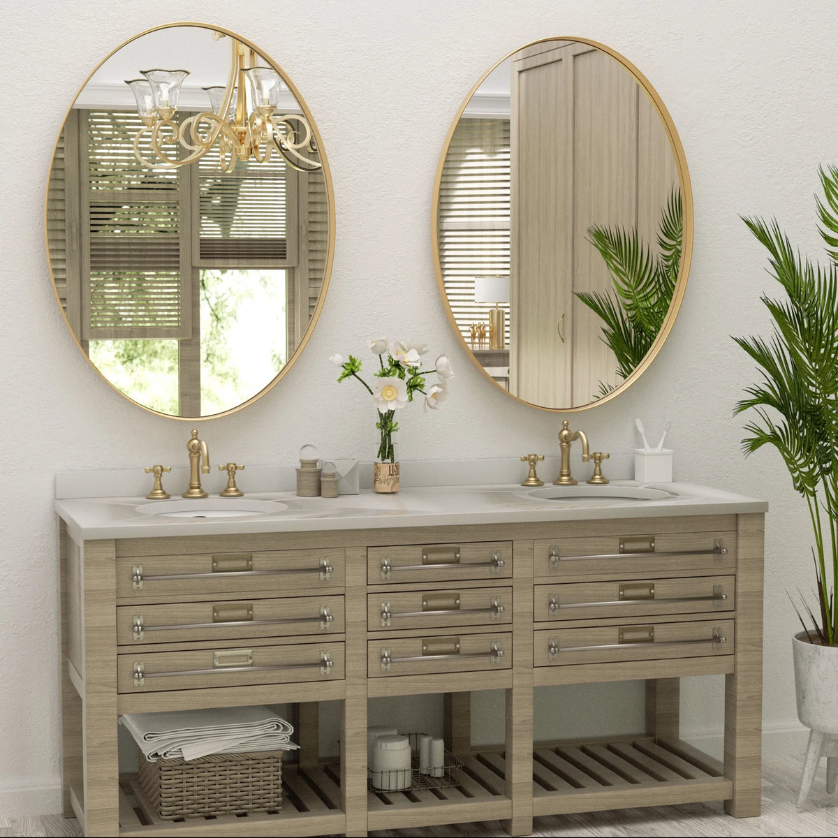 Clavies Black Oval Mirror, 22x30 Inches Bathroom Vanity Mirror, Wall Mirror with Metal Frame