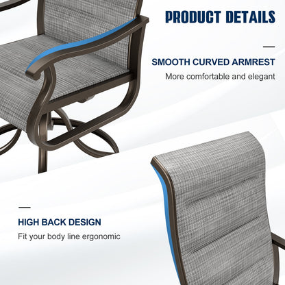 UDPATIO High Back Outdoor Dining Chairs Set of 2, All Weather Swivel Patio Chairs, Breathable Garden Outdoor Furniture for Backyard Deck