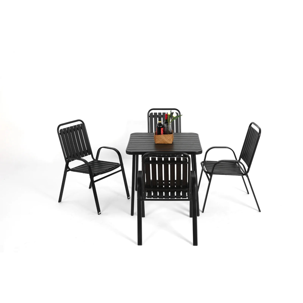 Homy Casa 5-Piece Outdoor Patio Dining, One Table with 4 Chairs for Garden Patio & Backyard, Brown
