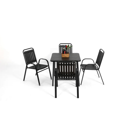 Homy Casa 5-Piece Outdoor Patio Dining, One Table with 4 Chairs for Garden Patio & Backyard, Brown