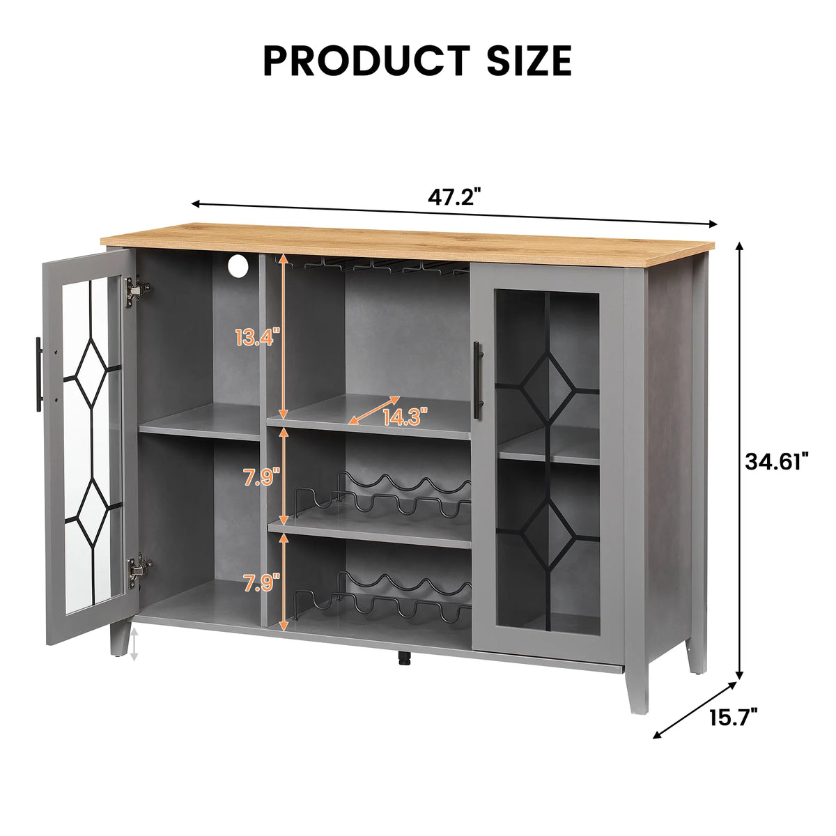Faitaliicy Wine Bar Cabinet With Led Light Wine And Glass Rack Kitchen Buffet Sideboard Industry Coffee Bar Cabinet Freestanding Liquor Cabinet For Kitchen Dining Room Living Room