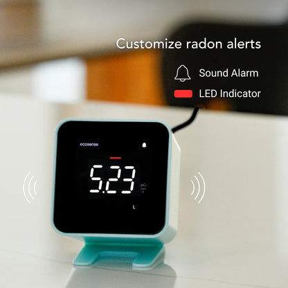 Ecosense EB100 EcoBlu, Digital Radon Detector, Fast & Accurate, Short-Term and Long-Term Monitoring, Full Size LED Screen, Easy to Use (White)