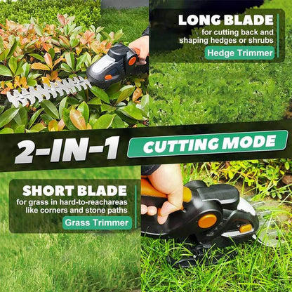 4 in 1 Hedge Trimmer with Extension Pole for Shrub, Garden, Grass and Lawn(21V Battery and Charger Include)