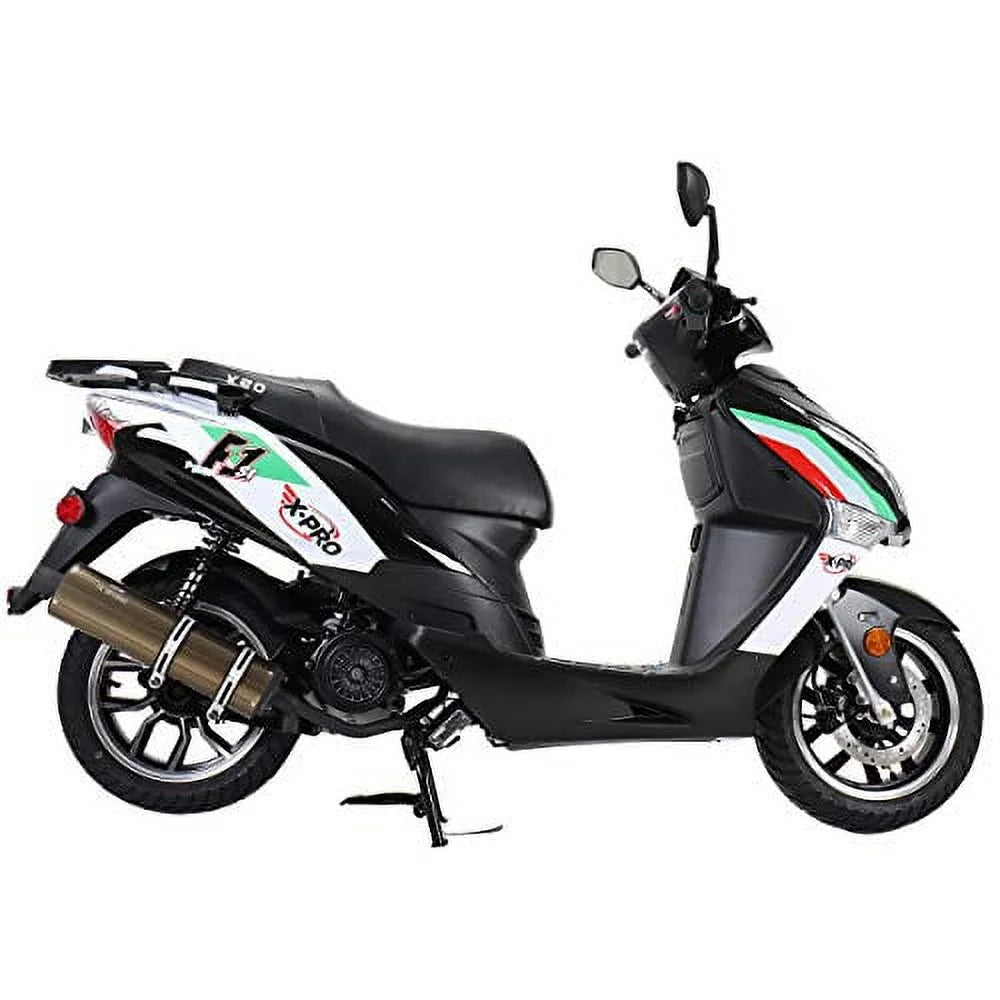 X-Pro Brand New 150cc Gas Moped Motorcycle, 13" Aluminum Wheels, Electric/Kick Start Large Headlights!