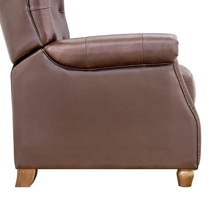 Pioneer Woman Harper Pushback Leather Recliner, Whiskey & Faux Cowhide Upholstery