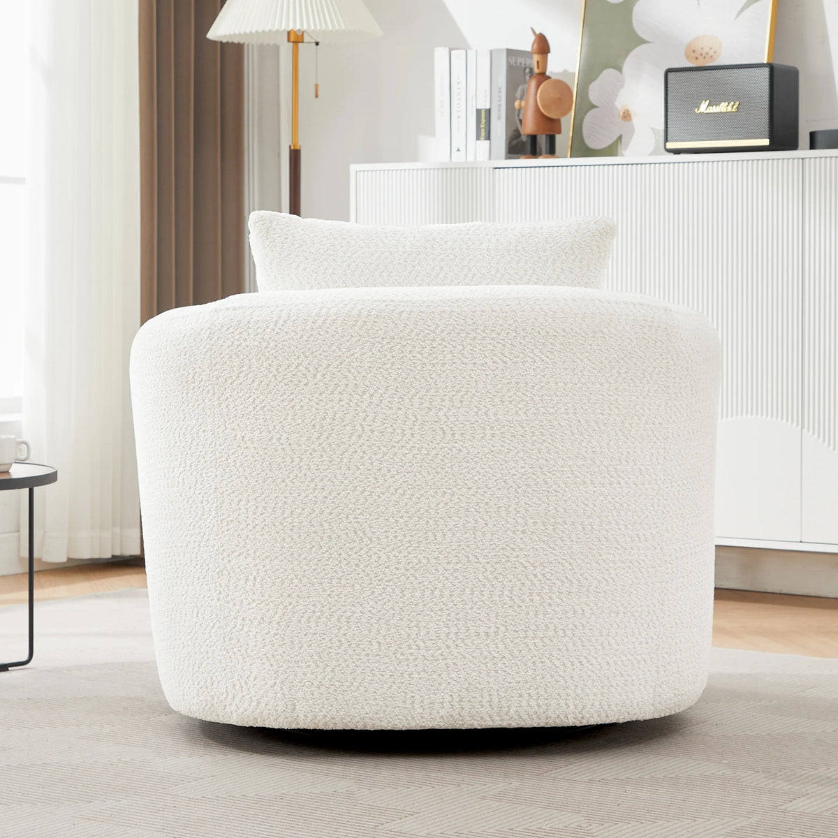 Harper & Bright Designs 360�� Swivel Accent Chair, Barrel Chair Swivel Upholstered Sofa Chair with Cushion for Living Room Office, Beige