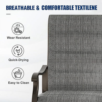UDPATIO High Back Outdoor Dining Chairs Set of 2, All Weather Swivel Patio Chairs, Breathable Garden Outdoor Furniture for Backyard Deck