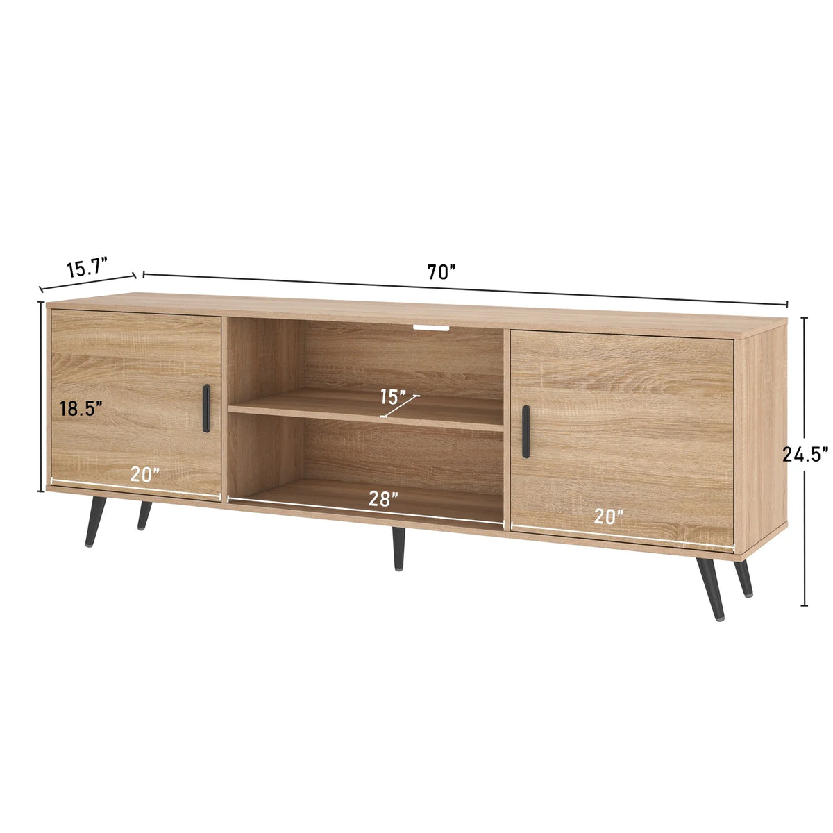 ChVans 70 Inch Mid Century Modern TV Stand for TVs up to 80 inches, Wood TV Stand with Storage, Entertainment Center for Living Room Bedroom, TV Media Console
