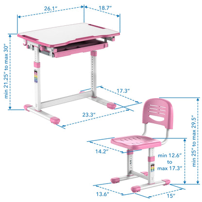 Mount-It! Kids Desk and Chair Set, Blue