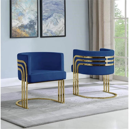 Maklaine Dark Gray Velvet Accent Barrel Leisure Chair with Gold Chrome Legs