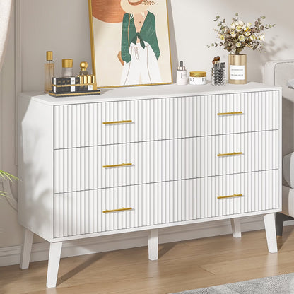 Fluted 6 Drawers Dresser, Wide Modern Chest of Drawers, 6 Drawer Double Dresser