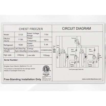 42 Cu.Ft. Chest Freezer, Deep Freezer with Top Open Three Door 106 in. Commercial Freezer NSF