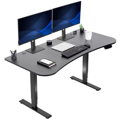 VIVO Reclaimed Wood / Black 63�?x 32�?Electric Height Adjustable Stand Up Desk