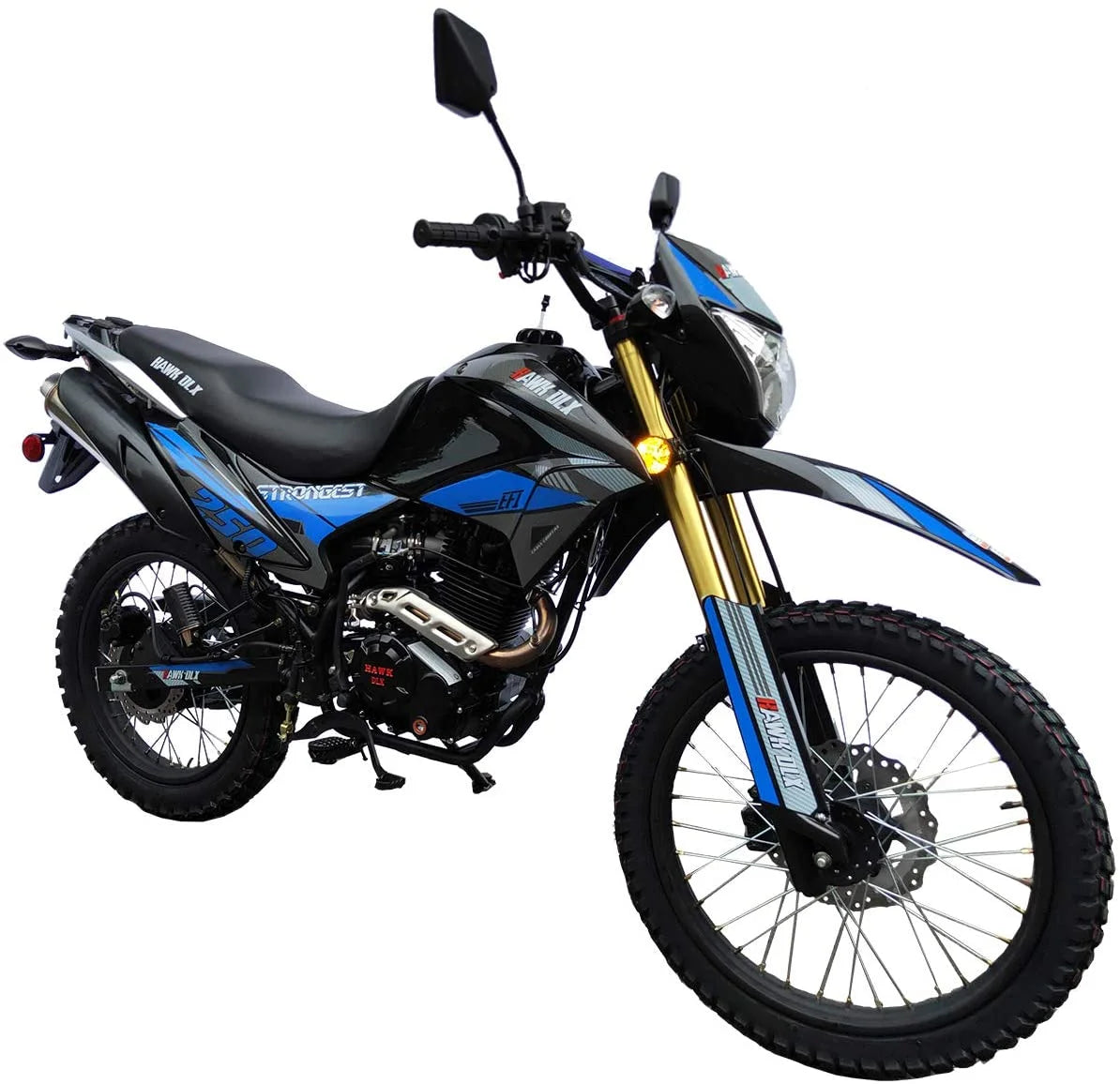 RPS Hawk DLX 250 cc EFI Fuel Injection Enduro Dirtbike gas Bike Hawk EFI Deluxe Gas Motorcycle - Choose your color