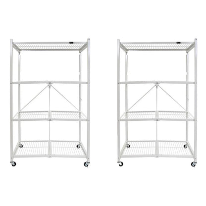 Origami 2-Pack R5 Series Heavy-Duty 4-Tier Foldable Steel Shelf, Pewter