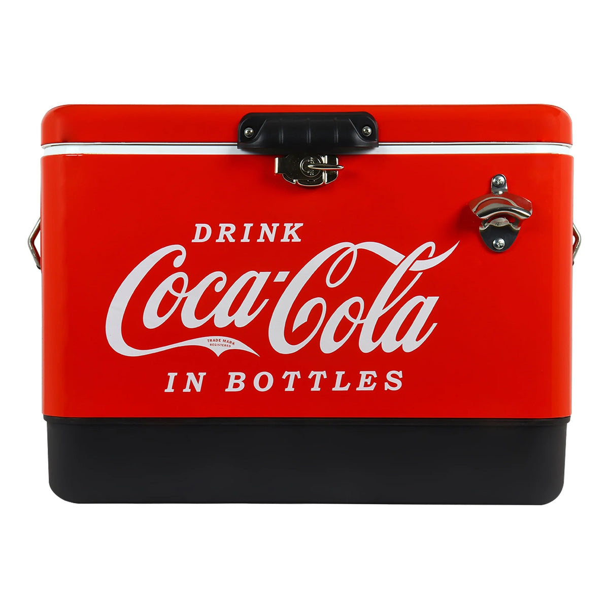 Coca-Cola 51L (54 qt) Ice Chest Beverage Cooler, 85 Can Capacity, Portable with Bottle Opener, Red and Black