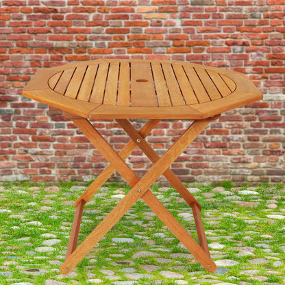Sunnydaze 35.5" Meranti Folding Octagon Outdoor Dining Table