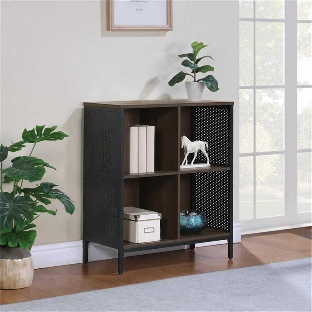 OSP Home Furnishings Ace 4 Cube Storage/Bookcase Engineered Wood in River Oak Finish