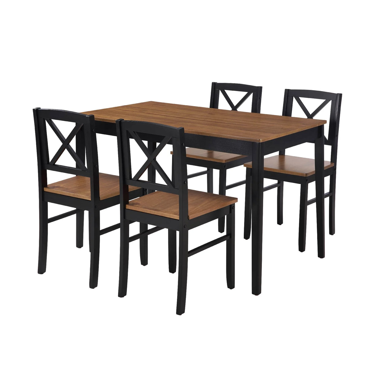 MAYEERTY Eco-Friendly Solid Wood Dining Set �?Sustainable Dining Table with Black Metal Accents for Home & Restaurant,Light Brown