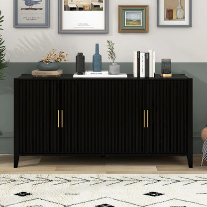 Black Accent Cabinet, Atumon Storage Cabinet Furniture, Modern Buffet Sideboard, Wooden Accent Cabinet with 3 Doors, Accent Storage Cabinet for Entryway Hallway Living Room, 48"L x 17.7"W x 31.9"H