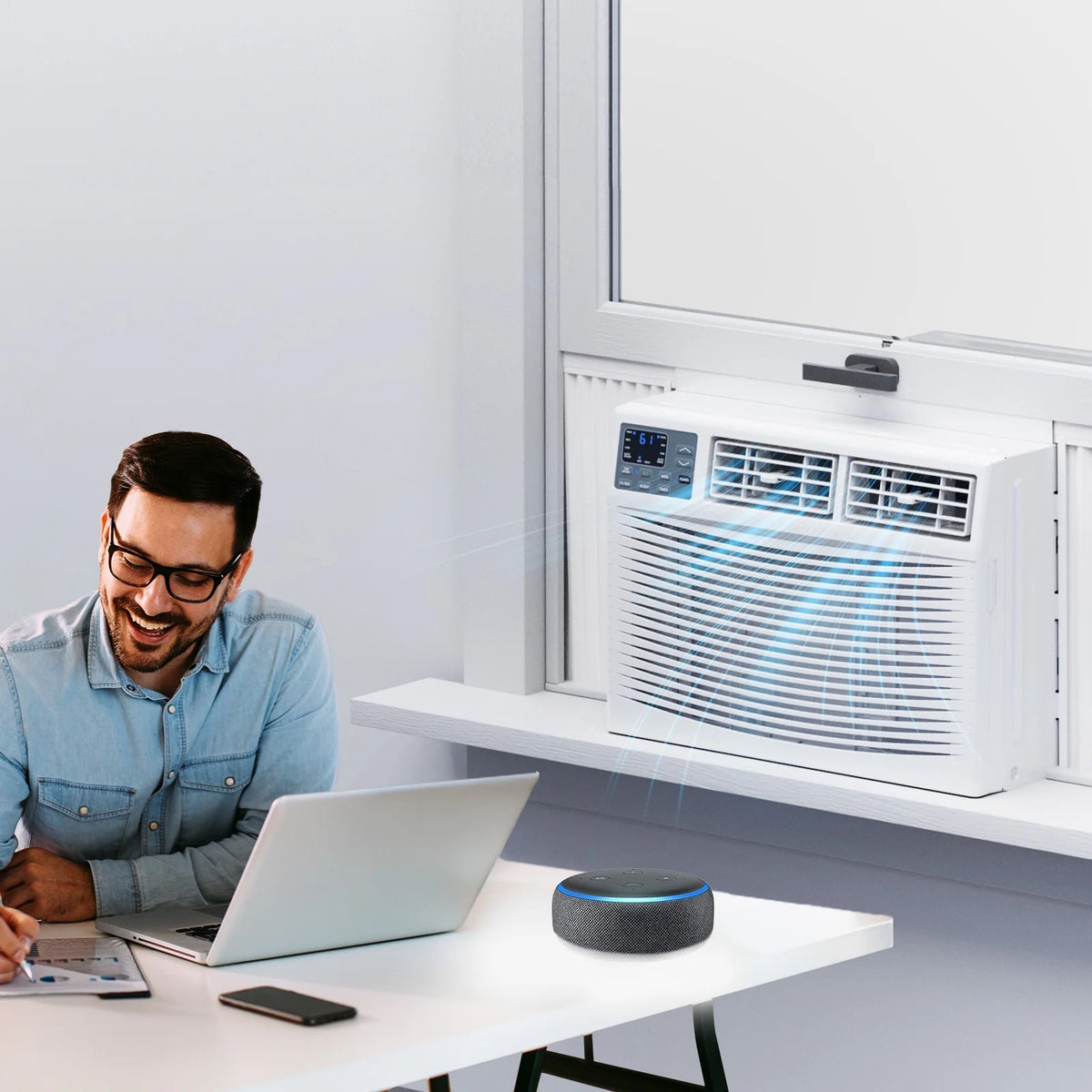 Matladin Window Air Conditioner with Heat, 8000 BTU Window AC Unit & Heater Combo with APP & Voice Smart Control, Timer Function & Easy Installation Kit, 115V/60Hz