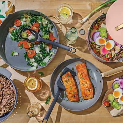 Beautiful 12pc Ceramic Non-Stick Cookware Set with Strainer Lids, White Icing by Drew Barrymore