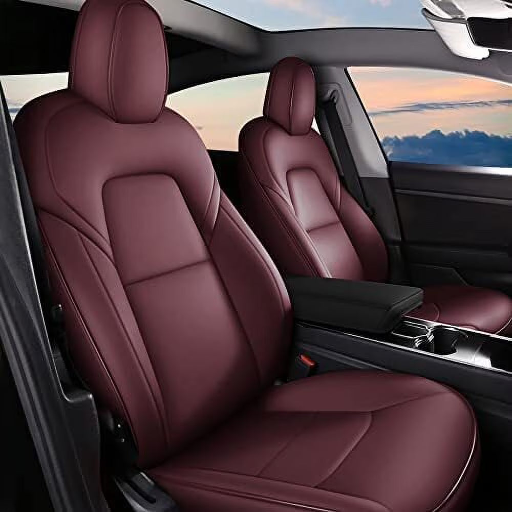 AOMSAZTO Car Seat Cover for Tesla Model Y 2023 2024 - Full Set Customized Faux Leather Seat Covers (Black,5 Seater)