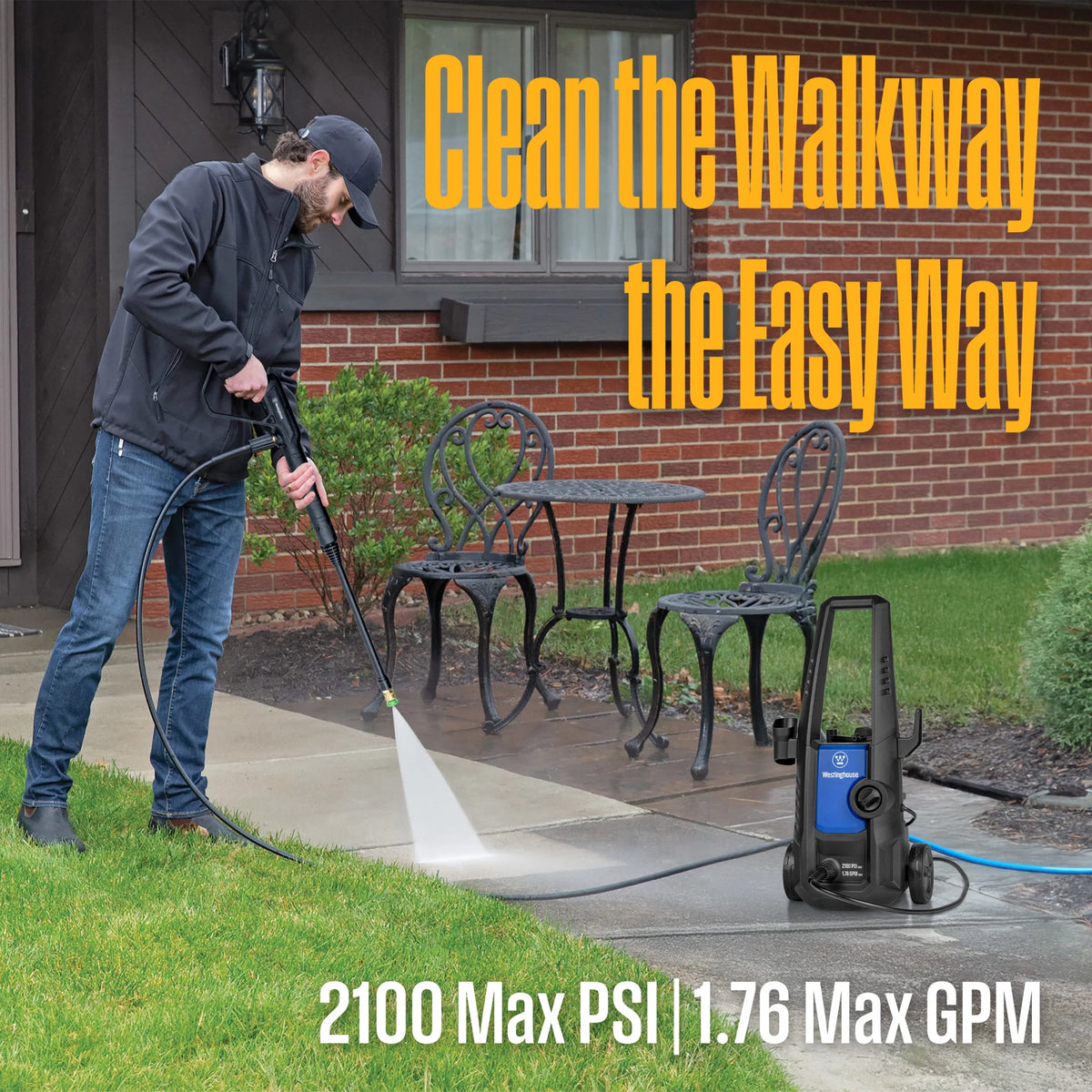 Westinghouse ePX3050 Electric Pressure Washer, 2100 Max PSI 1.76 Max GPM, with Foam Cannon and 2-Nozzle Set