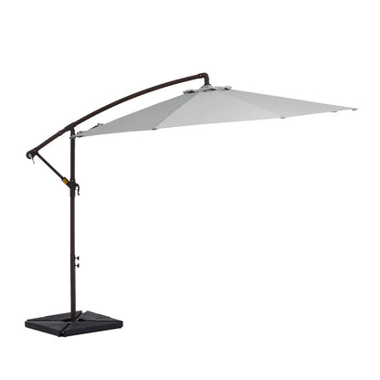 JUSTLET 10ft Heavy Duty Patio Hanging Offset Cantilever Patio Umbrella W/ 4-Piece Base Included Included, Beige