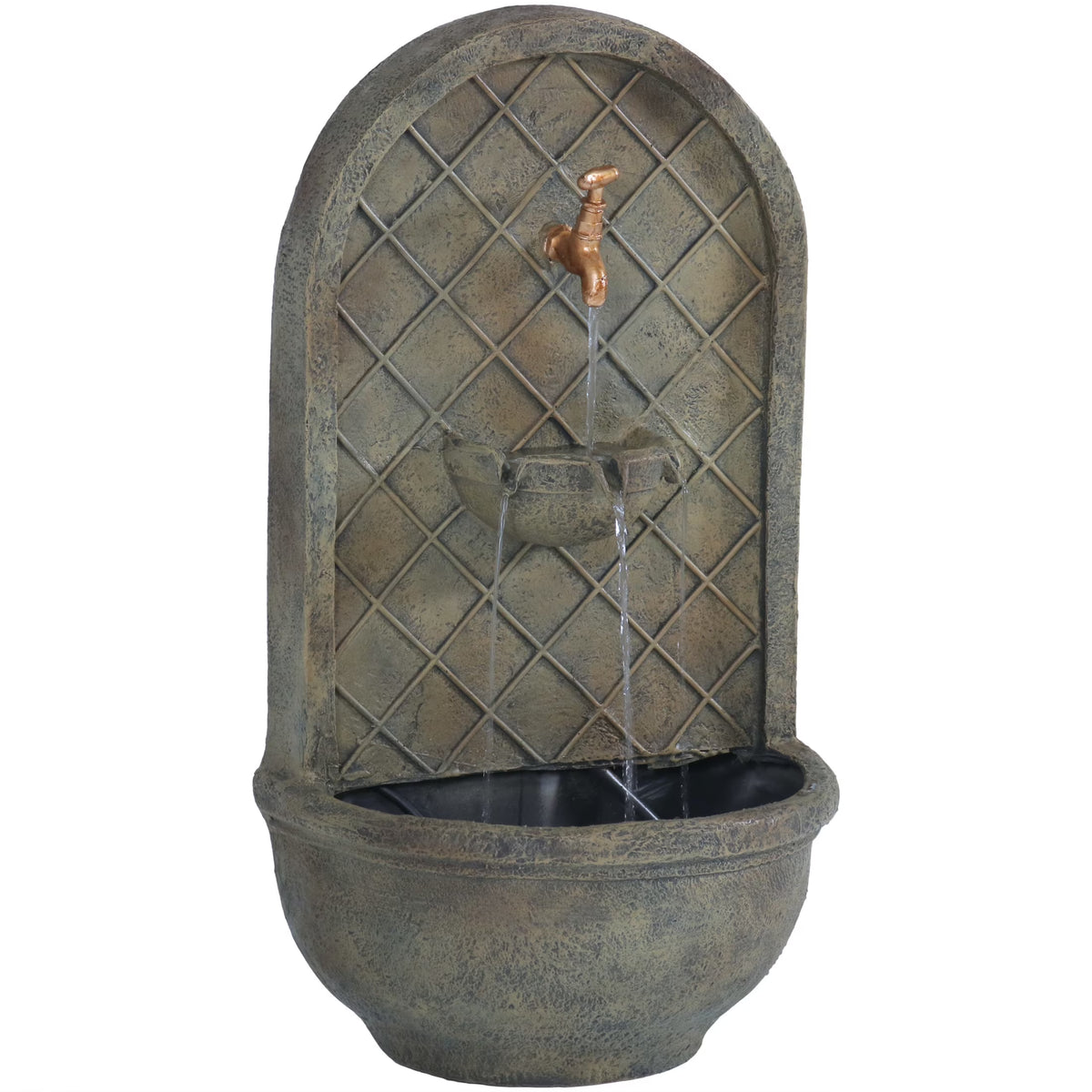 Sunnydaze Messina Polystone Outdoor Solar Wall Fountain, Bronze