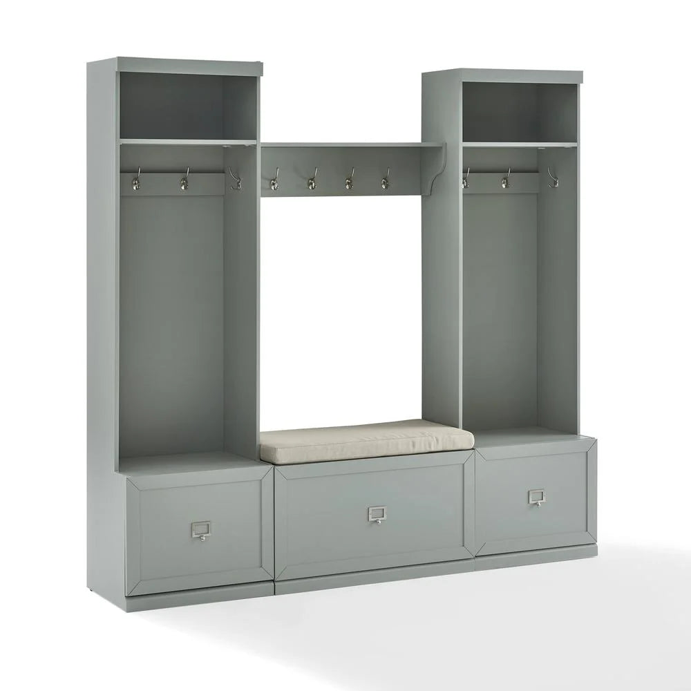 Crosley Furniture Harper 4Pc Entryway Set White - Bench, Shelf, & 2 Hall Trees