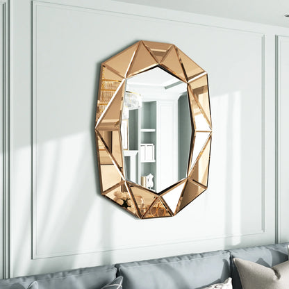 LUVODI Geometric Mirror Wall 28 x 39 inch Art Mirror Green 3D Glass Beveled for Bathroom Living Room