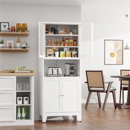 Elegant 69" Tall Modern Kitchen Pantry,Metal Storage Cabinet with Adjustable Shelves,Pantry Storage Cabinet for Kitchen,Dining Room,Living Room,Blue