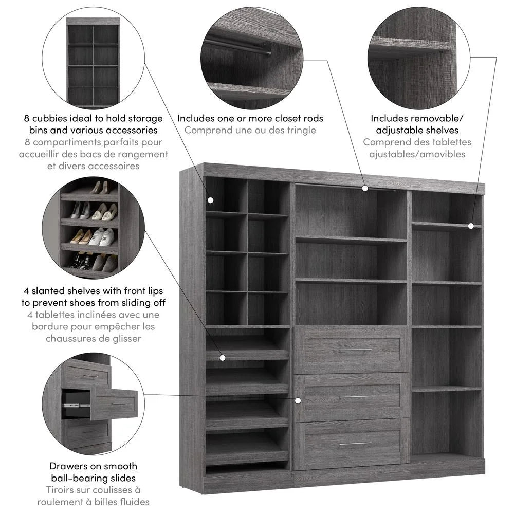 Bestar Pur 86W Closet Organizer System in White - Engineered Wood