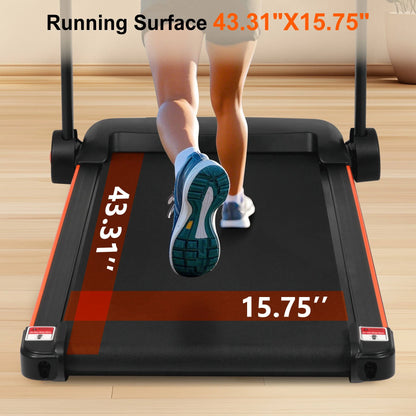 EUROCO 300 LBS Portable Folding Treadmill,2.5 HP Foldable Compact Treadmill with LED Display, Adjustable Incline,Heart Rate Sensor,Charge Station,Bluetooth Speaker and 6 Shock-Absorbing for Home