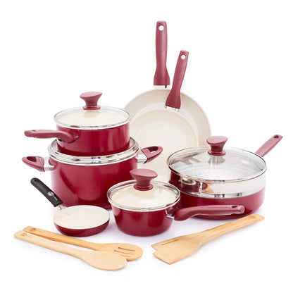 GreenPan Rio Ceramic Nonstick 16-Piece Cookware Set - Black